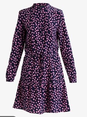 mbyM Navy & Pink Polka Dot Tie-Waist Dress | Size M | Very Good Condition